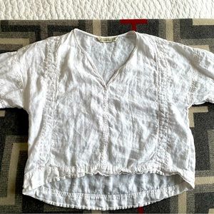 Zara basics cropped linen white shirt